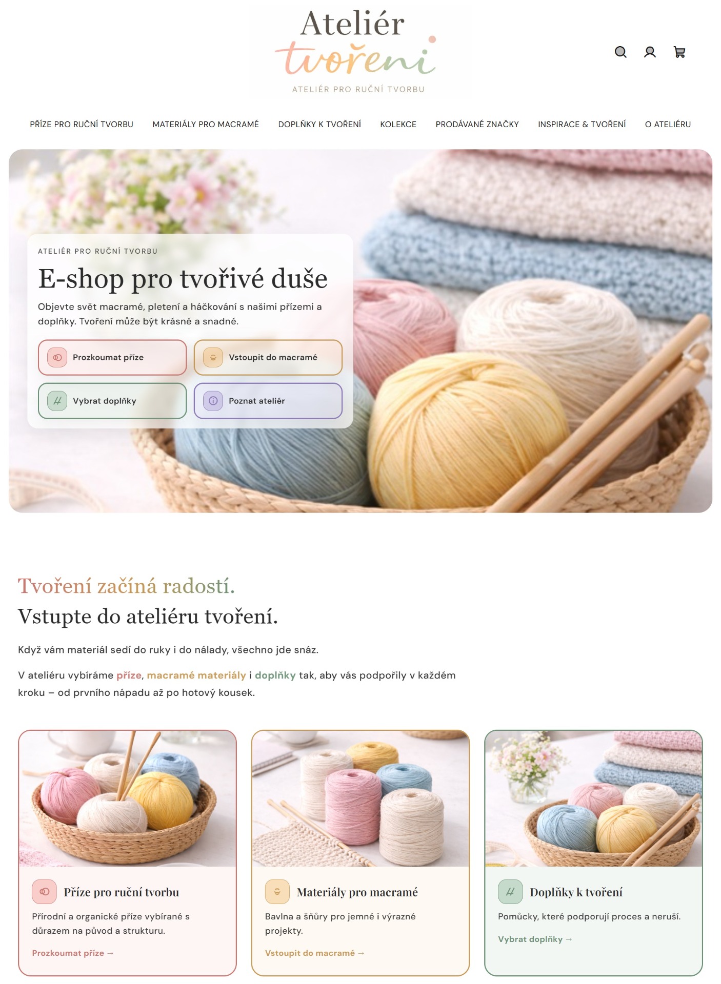 Hotový e-shop Atelier tvoření na prodej