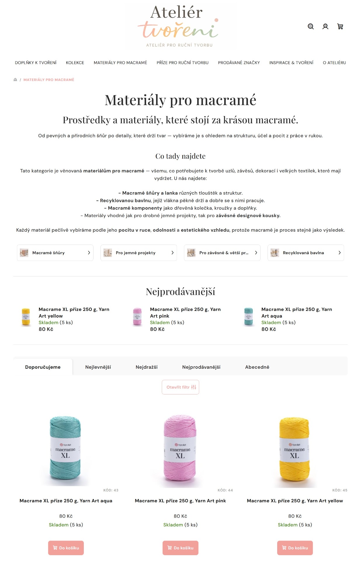 Zobrazení detailu kategorie